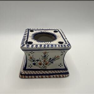 Antique Henriot Quimper French Faience Inkwell - Hand Painted Floral